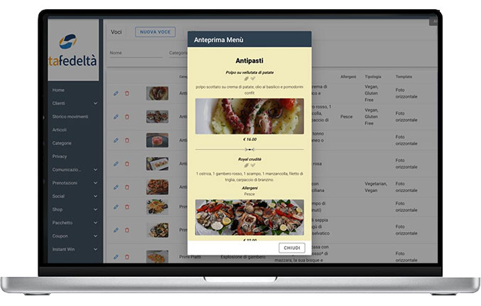 Menu e catalogo digitale